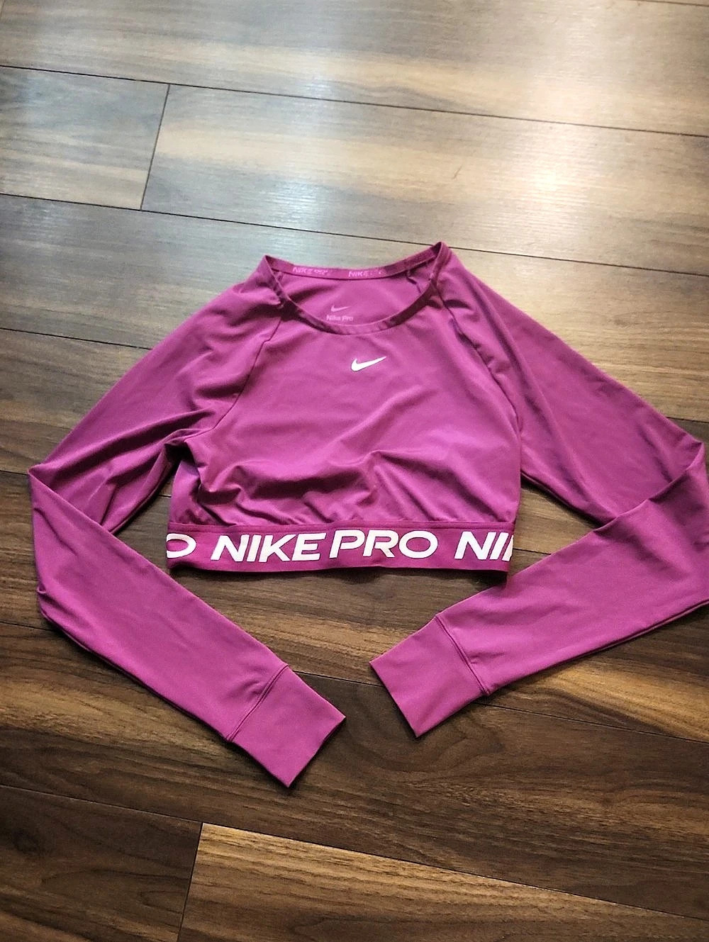 Nike Pro Dri-FIT Cropped Long-Sleeve Top Pink